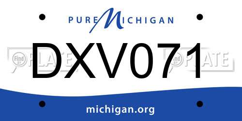 DXV071 Michigan License Plate