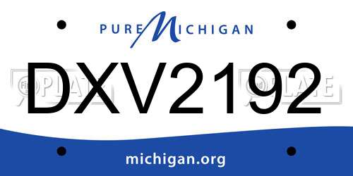 DXV2192 Michigan License Plate
