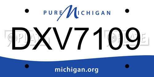 DXV7109 Michigan License Plate