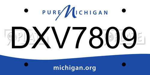 DXV7809 Michigan License Plate