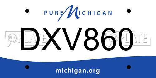 DXV860 Michigan License Plate