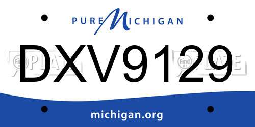 DXV9129 Michigan License Plate