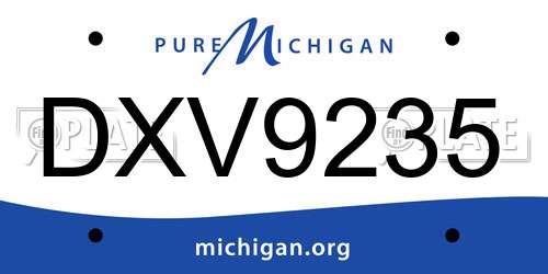 DXV9235 Michigan License Plate