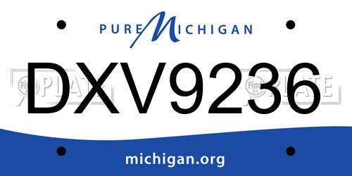 DXV9236 Michigan License Plate