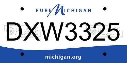 DXW3325 Michigan License Plate
