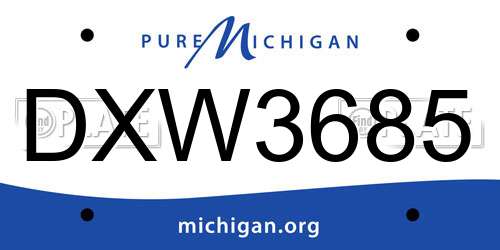 DXW3685 Michigan License Plate