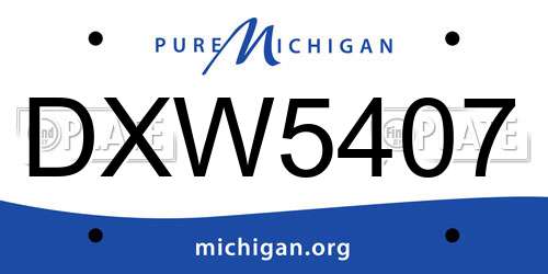 DXW5407 Michigan License Plate