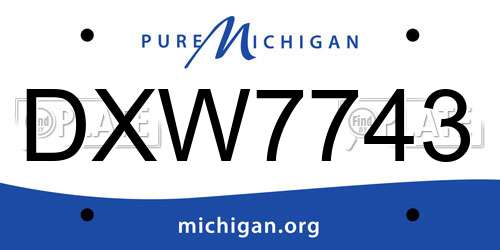 DXW7743 Michigan License Plate