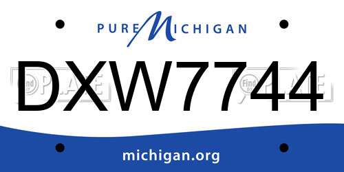 DXW7744 Michigan License Plate