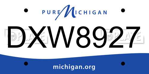 DXW8927 Michigan License Plate