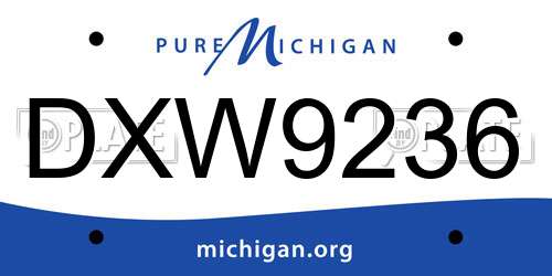 DXW9236 Michigan License Plate