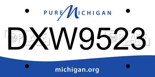 DXW9523 Michigan License Plate