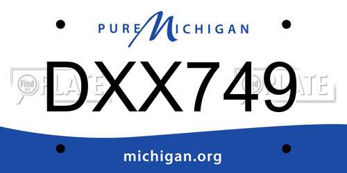 DXX749 Michigan License Plate