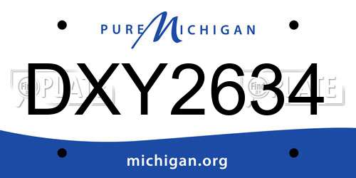 DXY2634 Michigan License Plate