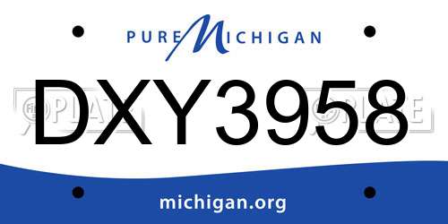 DXY3958 Michigan License Plate