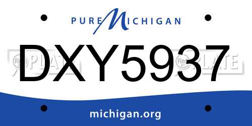 DXY5937 Michigan License Plate