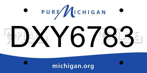 DXY6783 Michigan License Plate