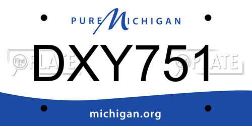 DXY751 Michigan License Plate