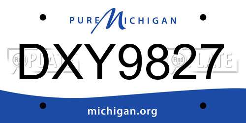 DXY9827 Michigan License Plate