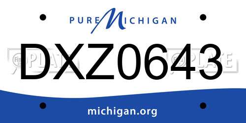 DXZ0643 Michigan License Plate