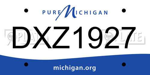 DXZ1927 Michigan License Plate