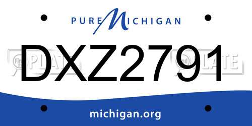 DXZ2791 Michigan License Plate