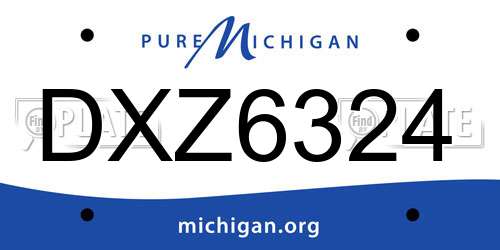 DXZ6324 Michigan License Plate