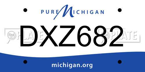 DXZ682 Michigan License Plate