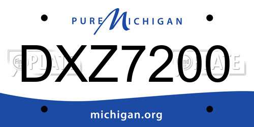 DXZ7200 Michigan License Plate