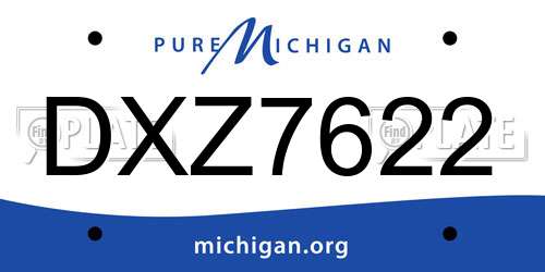 DXZ7622 Michigan License Plate