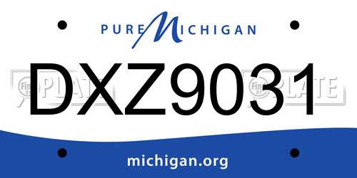 DXZ9031 Michigan License Plate