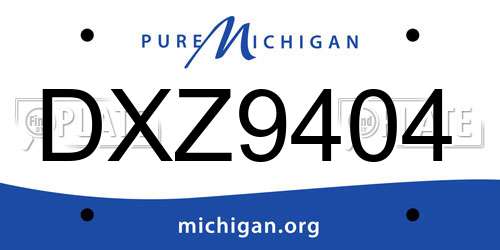 DXZ9404 Michigan License Plate