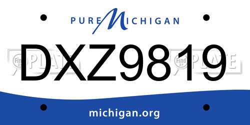 DXZ9819 Michigan License Plate