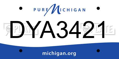 DYA3421 Michigan License Plate