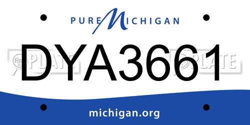 DYA3661 Michigan License Plate