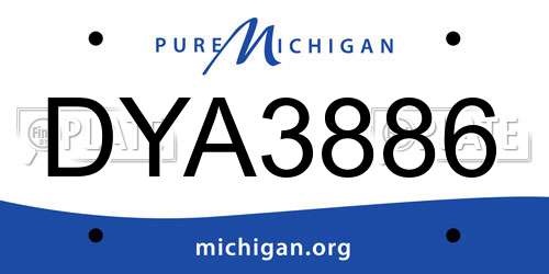 DYA3886 Michigan License Plate