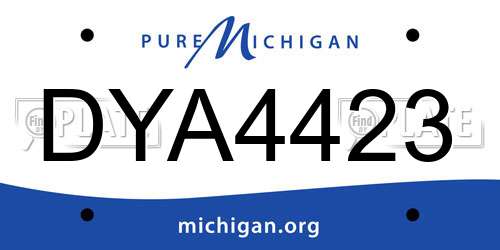 DYA4423 Michigan License Plate