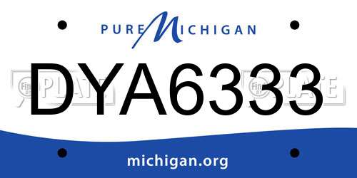 DYA6333 Michigan License Plate