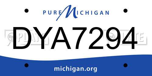 DYA7294 Michigan License Plate