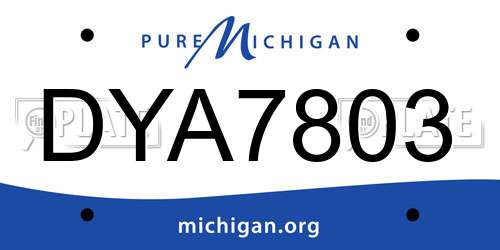DYA7803 Michigan License Plate