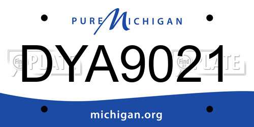 DYA9021 Michigan License Plate
