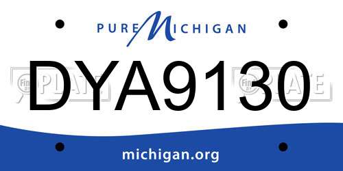 DYA9130 Michigan License Plate