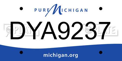 DYA9237 Michigan License Plate
