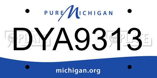 DYA9313 Michigan License Plate