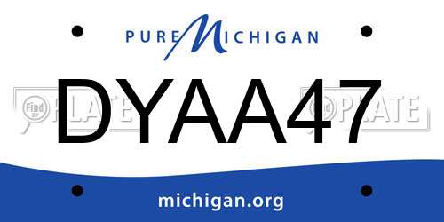 DYAA47 Michigan License Plate
