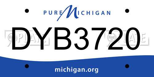 DYB3720 Michigan License Plate