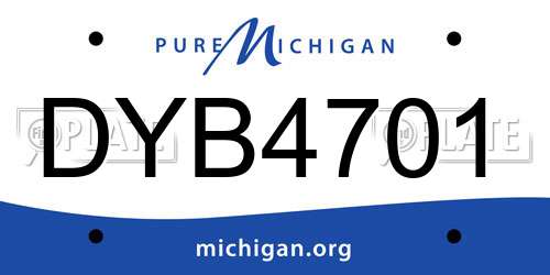 DYB4701 Michigan License Plate
