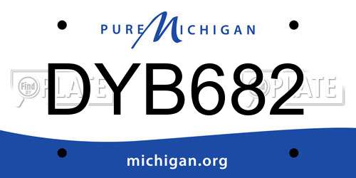 DYB682 Michigan License Plate