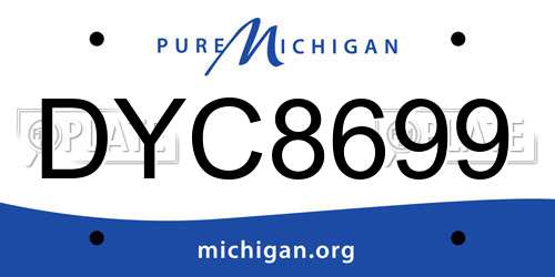 DYC8699 Michigan License Plate