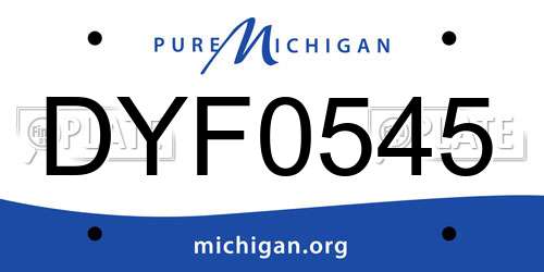 DYF0545 Michigan License Plate